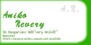 aniko nevery business card